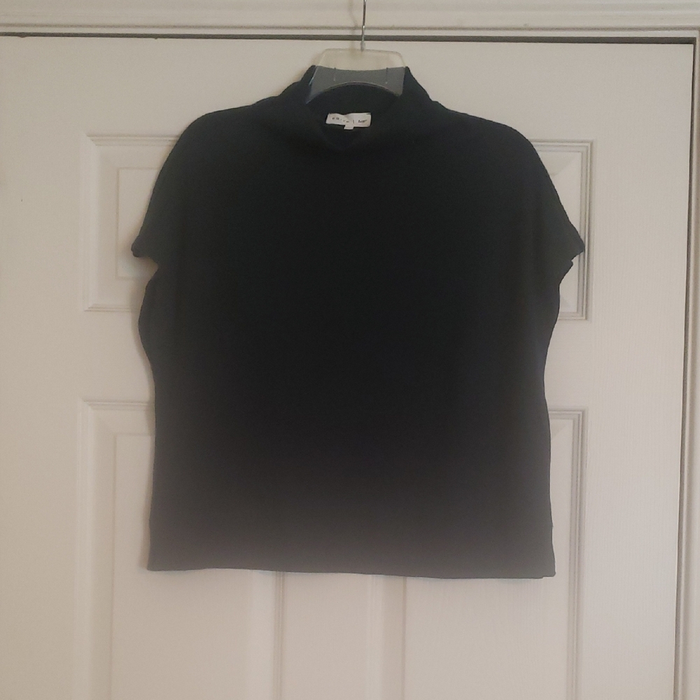 Black Cap Sleeve Sweater Mock Turtle Neck